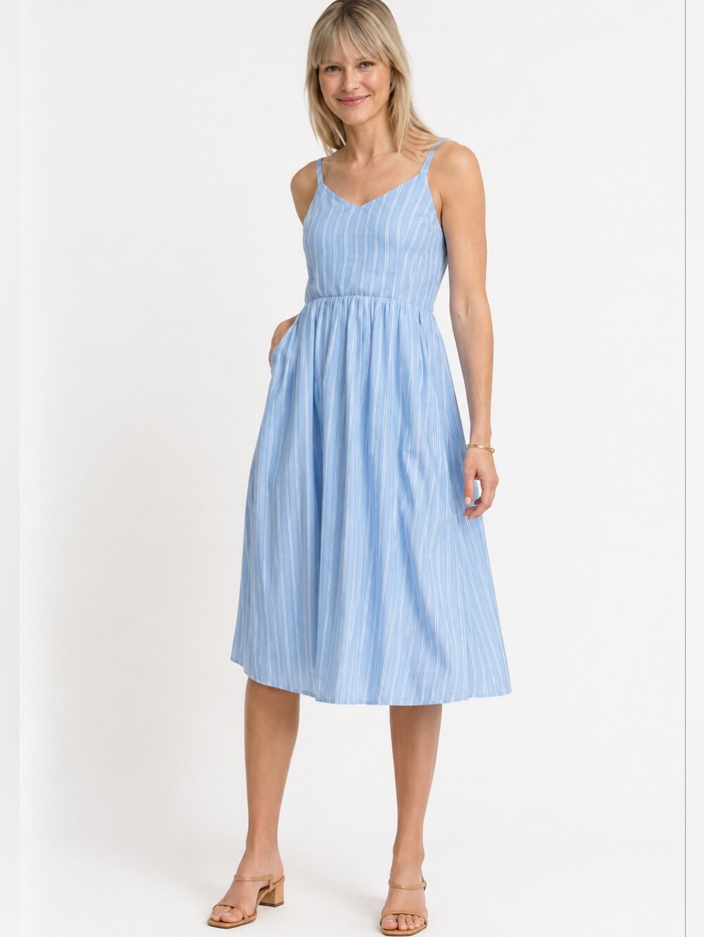 Old Navy Blue Striped Midi Dress